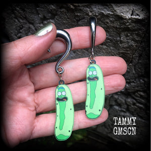 Pickle Rick earrings-Rick and Morty gauged earrings