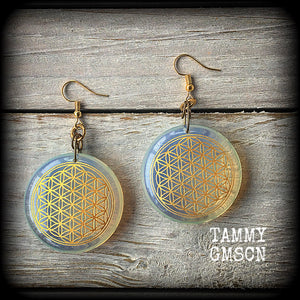 Flower of Life earrings-Opalite earrings