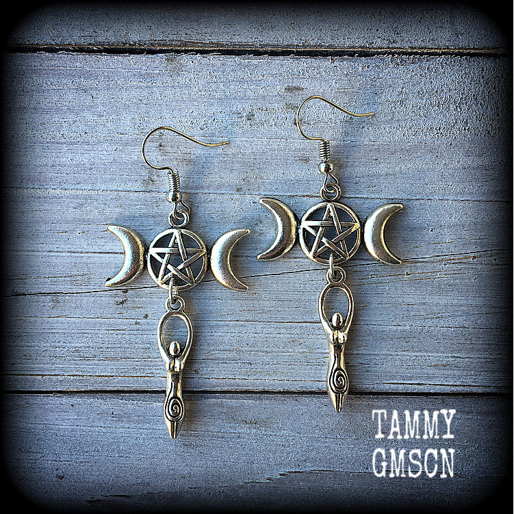 Triple goddess earrings-Maiden Mother Crone earrings