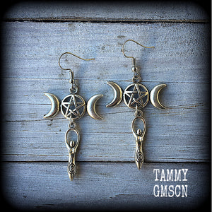 Triple goddess earrings-Maiden Mother Crone earrings