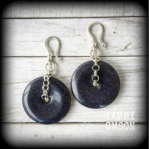 Blue sandstone earrings-Ear hangers