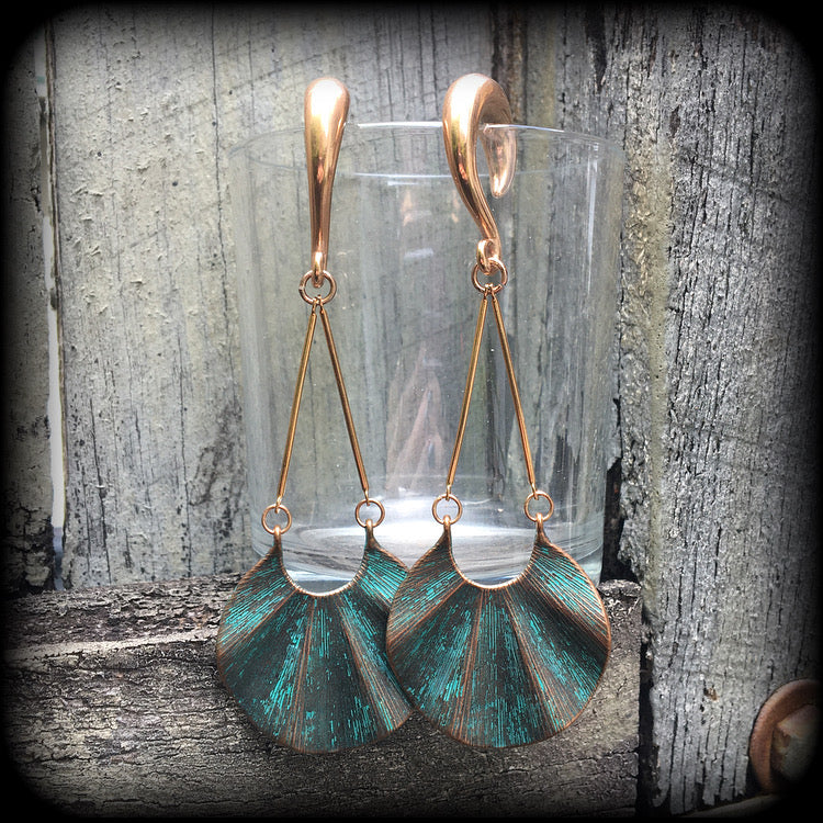 Sea hag gold tone ear weights-Sea witch earrings