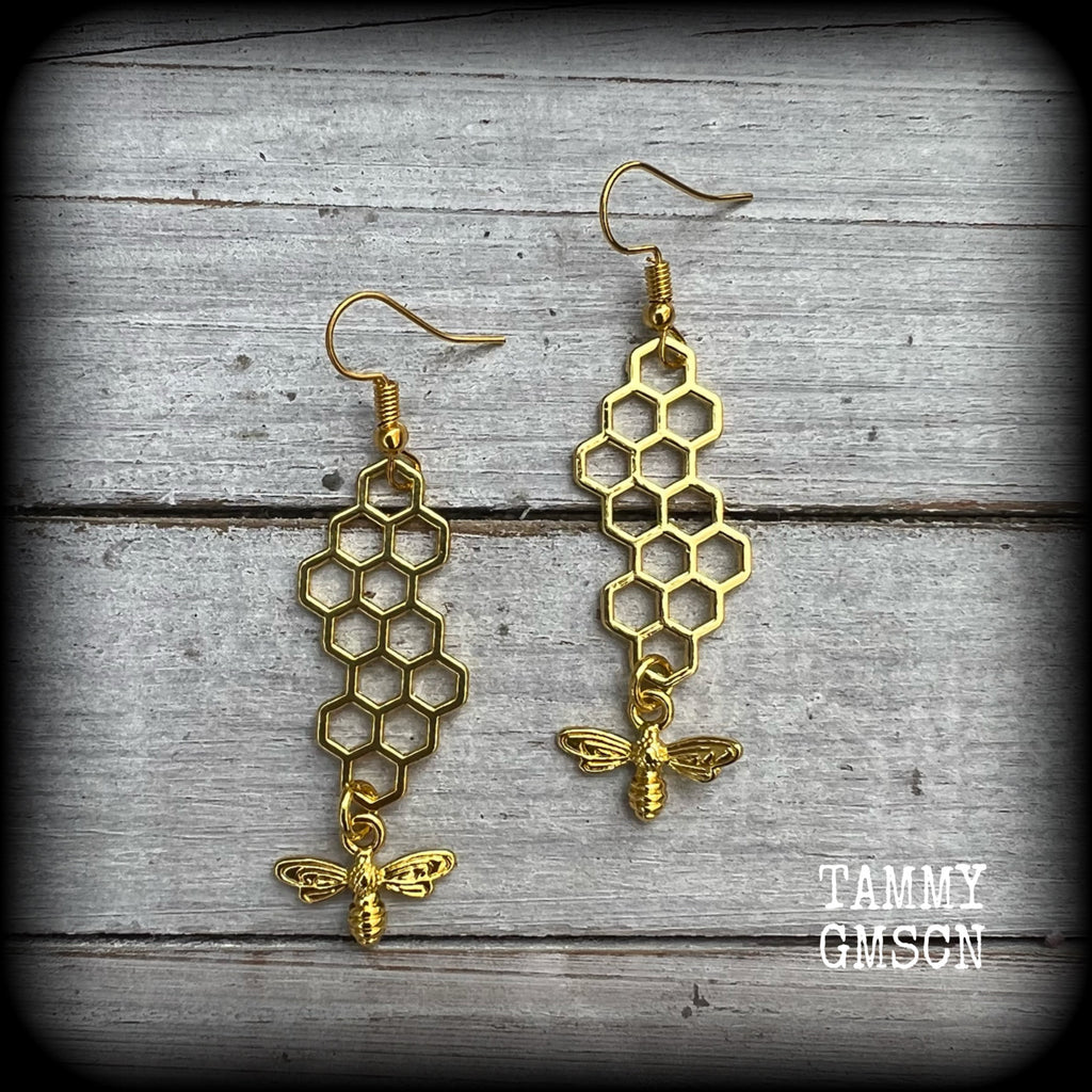 Bee earrings-Beehive earrings