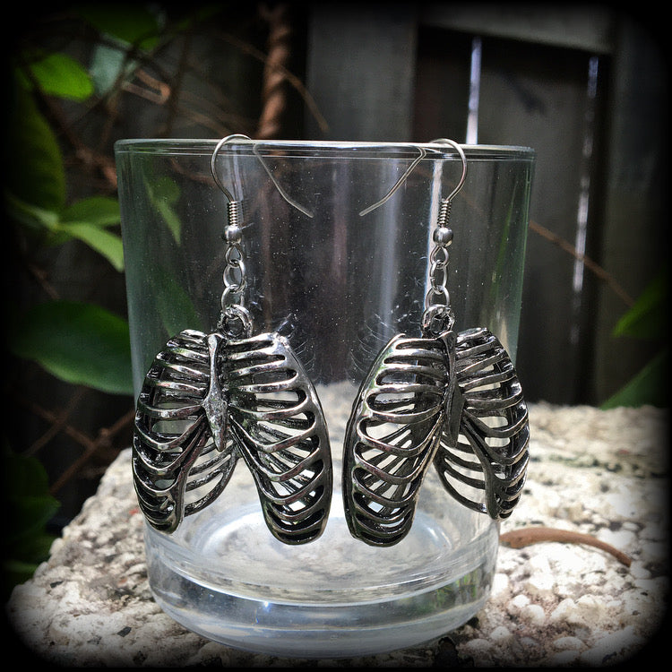 Ribcage earrings-Halloween earrings