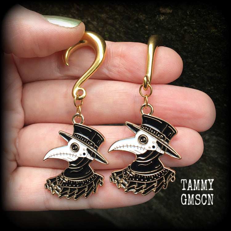 Plague doctor gauged earrings