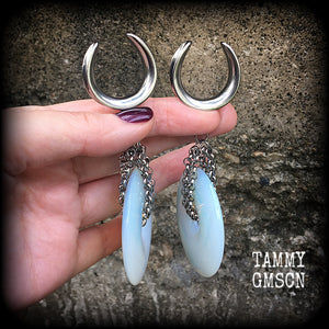 Opalite ear weights-Gauged earrings