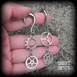 Cog earrings-Steampunk gauged earrings