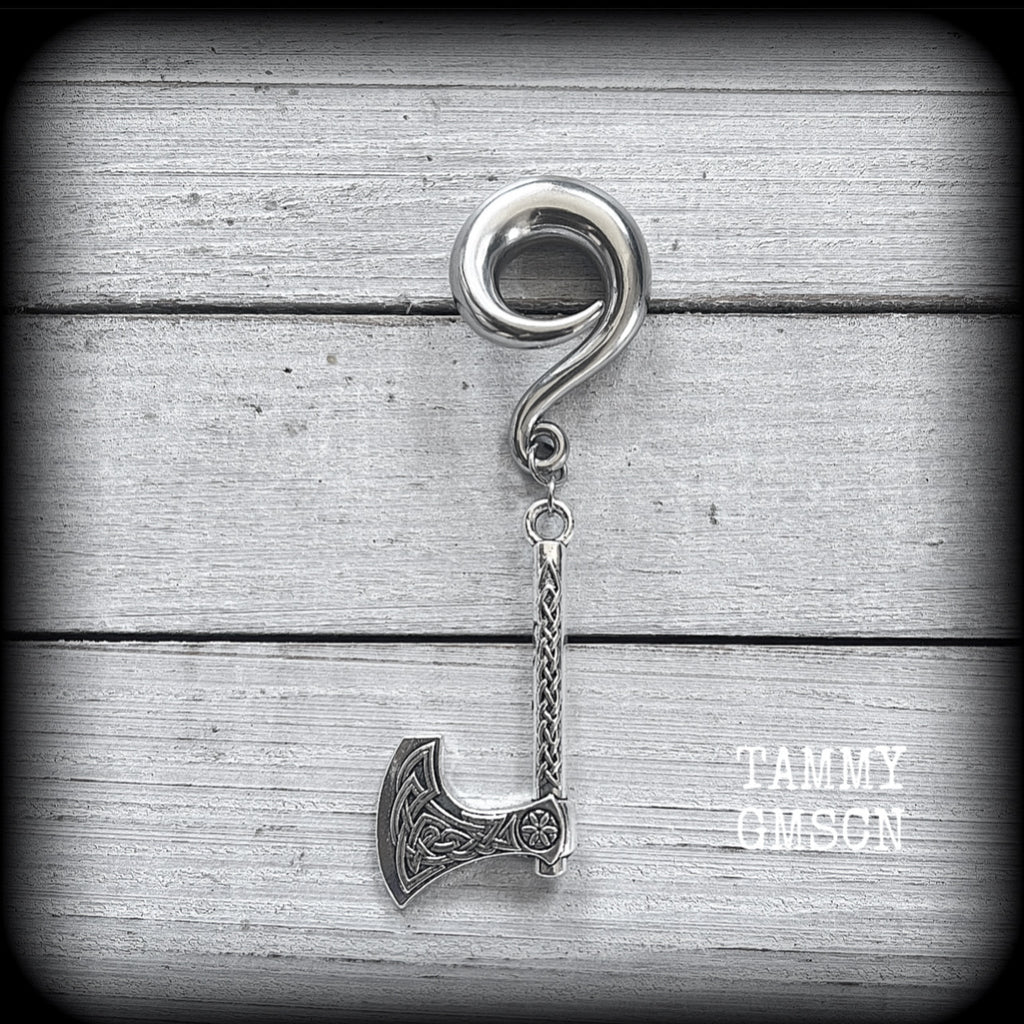 Single Viking axe gauged earring