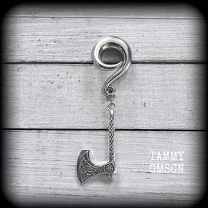 Single Viking axe gauged earring