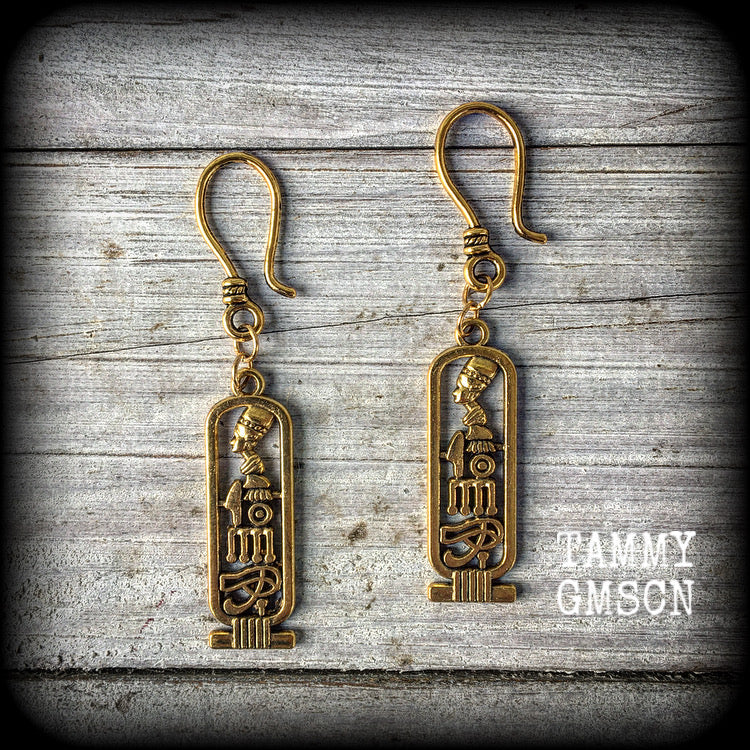 Egyptian cartouche earrings-Ear hangers