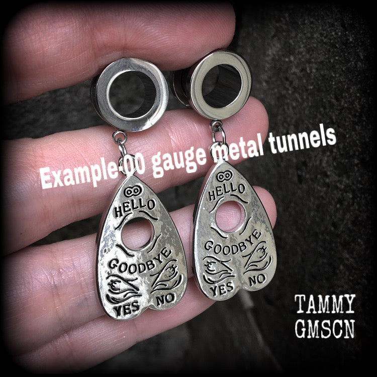 Ouija planchette tunnel earrings