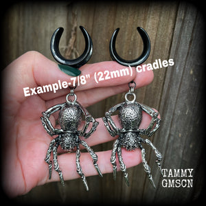 Spider ear weights-Insect gauged earrings