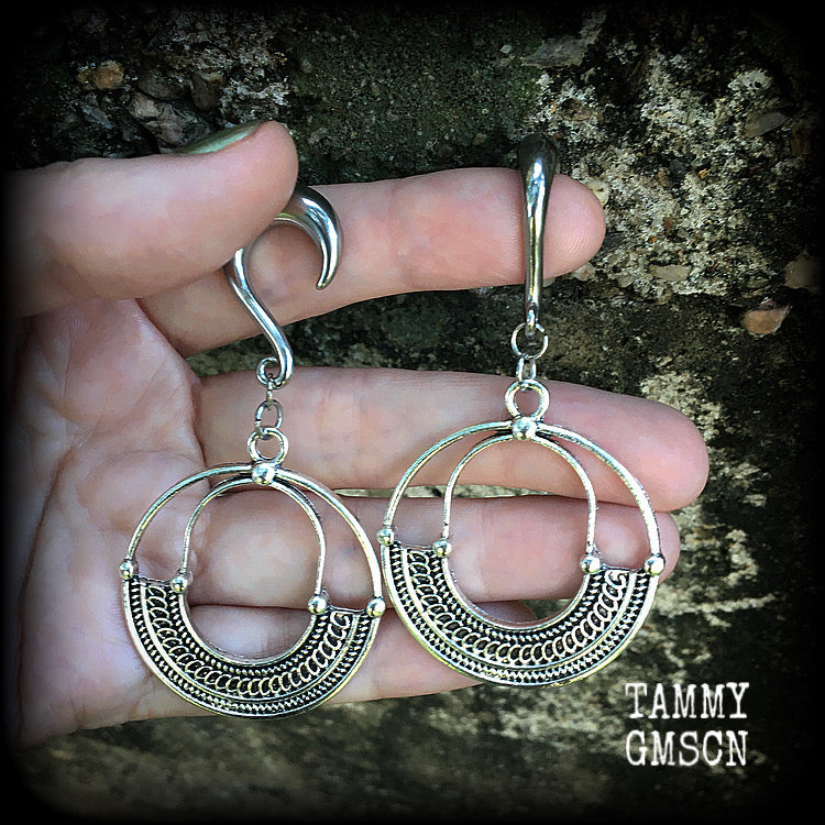 Goddess Ishtar gauged earrings-Tribal ear weights