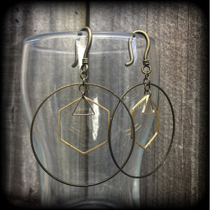 Geometric earrings-Hexagon circle triangle earrings