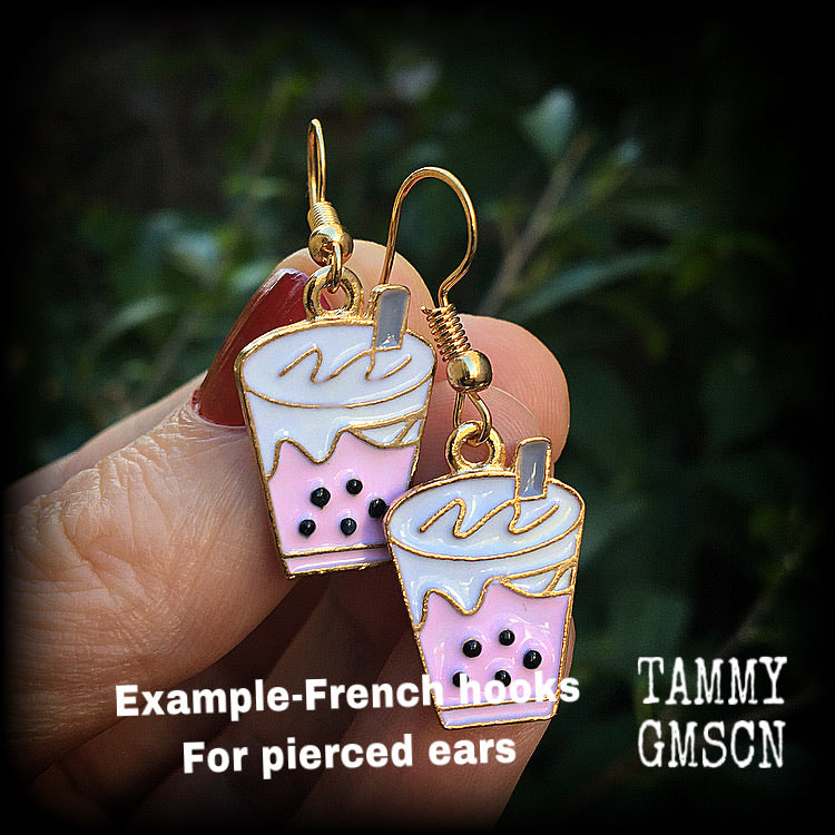 Bubble tea earrings-Pearl tea earrings