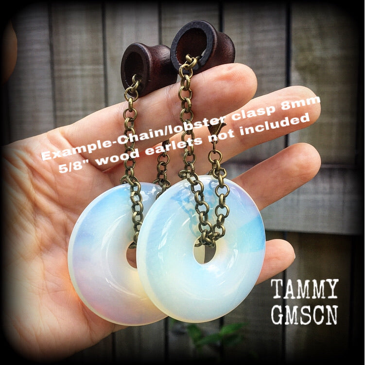 Opalite tunnel earrings-Gemstone ear weights