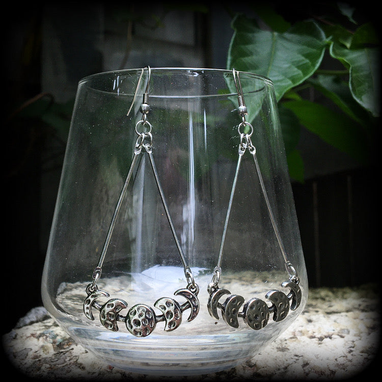 Moon phase earrings-Moon earrings