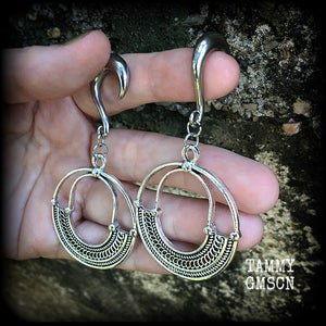 Goddess Ishtar gauged earrings-Tribal ear weights