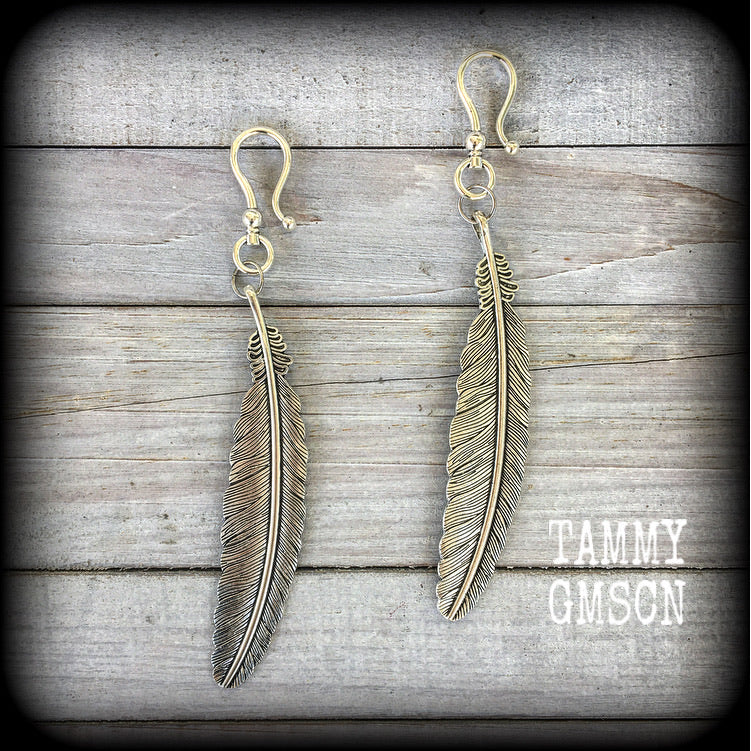 Feather earrings-Ear hangers