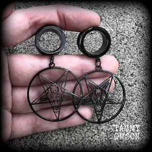 Baphomet tunnel earrings