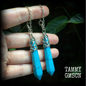 Turquoise earrings-Tunnel friendly earrings