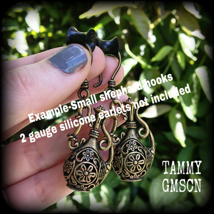 Bronze water jug earrings-Aquarius earrings