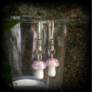 Purple mushroom earrings-Ear hangers