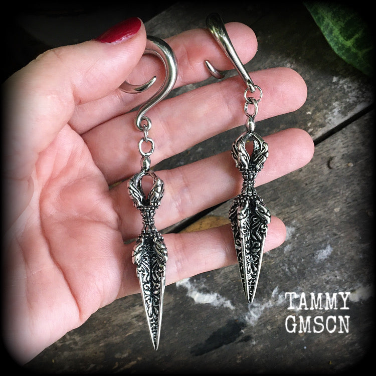 Vajra dagger ear weights-Gauged earrings