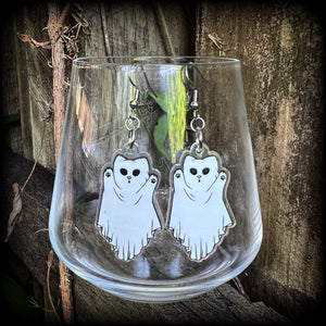 Ghost cat earrings-Halloween earrings