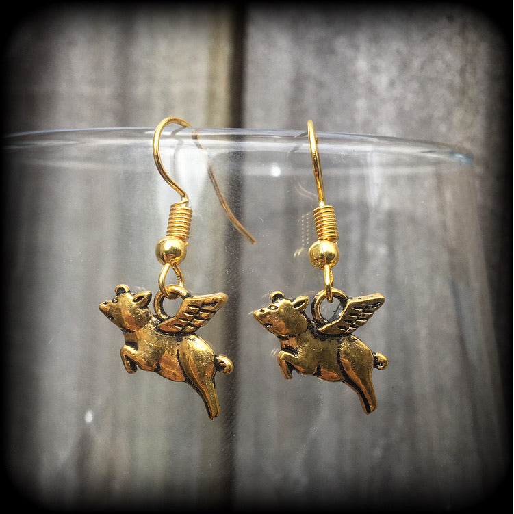 Pig earrings-Flying pig earrings