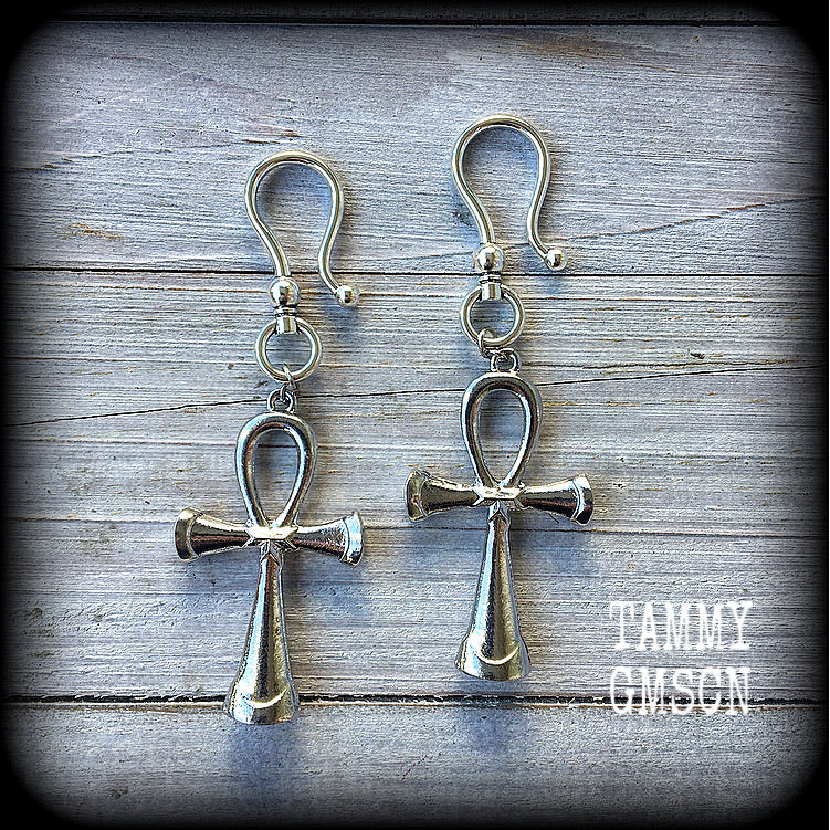 Egyptian ankh earrings-Ear hangers