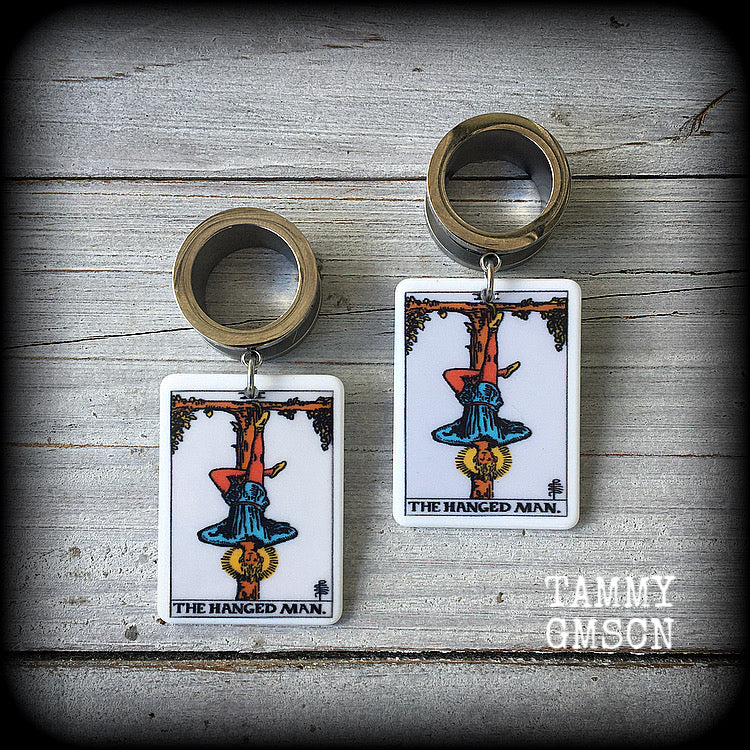 The Hanged Man-Tarot card tunnel earrings