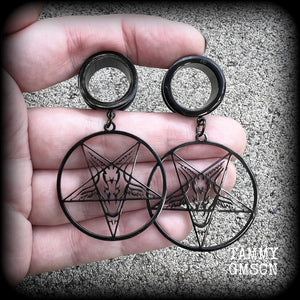 Baphomet tunnel earrings