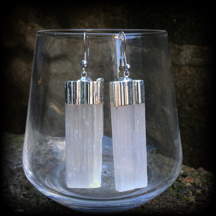 Selenite earrings-Goddess earrings