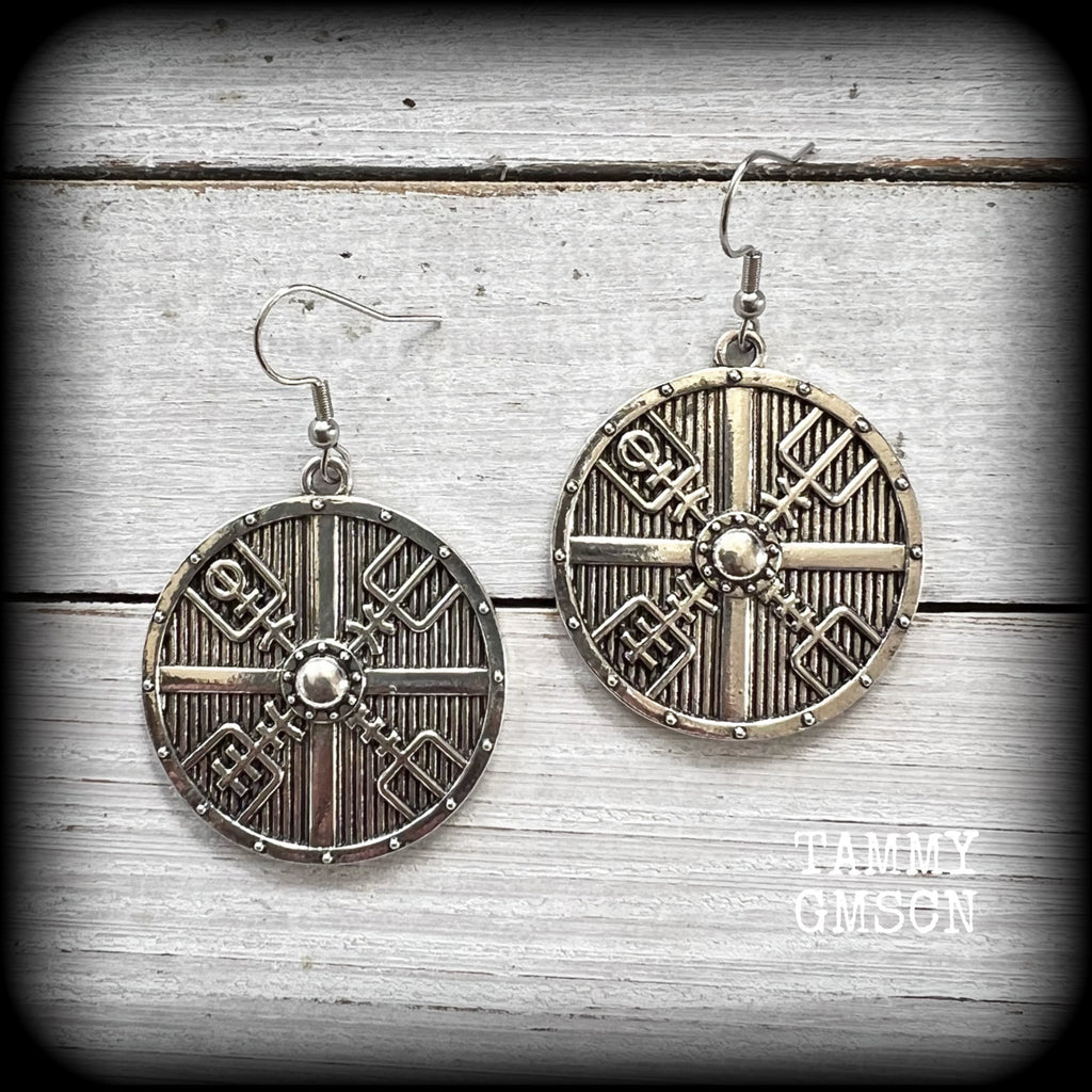 Viking shield earrings-Norse earrings