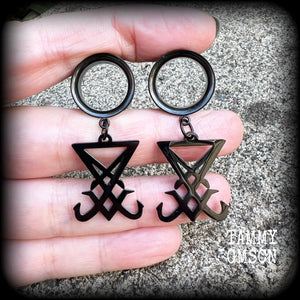 Sigil of Lucifer tunnel earrings