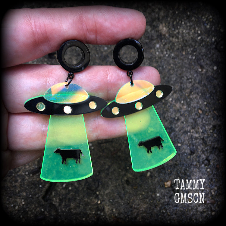 UFO tunnel earrings