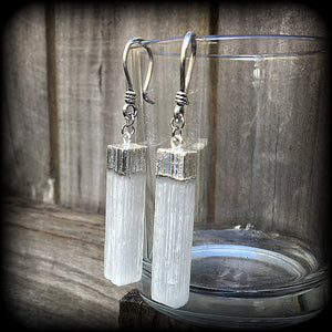 Selenite earrings-Ear hangers