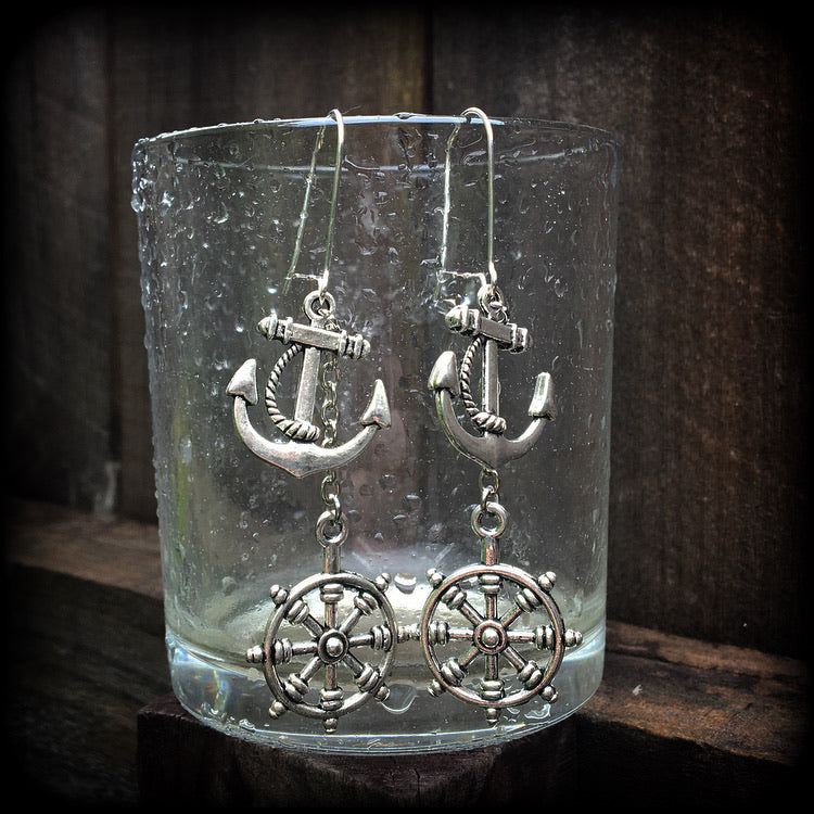 Anchor earrings-Nautical earrings