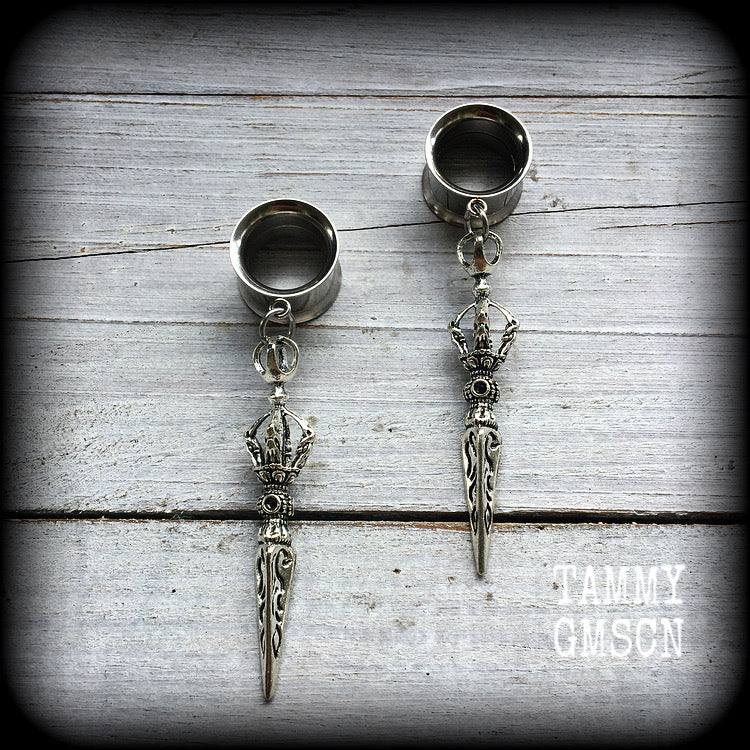 Vajra dagger tunnel earrings