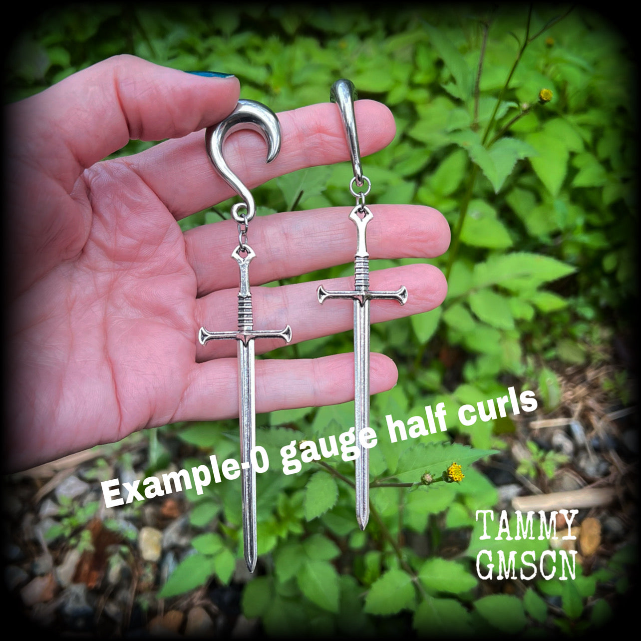 Silver Ace of swords gauged earrings-Tarot inspired earrings