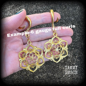 Flower of life gauged earrings 6 gauge ear weights Ear hangers Geometric earrings Mandala ear weights 6g 2g 0g 00g 1/2" 9/16" 5/8" 3/4" 7/8" 1" 1.10" 1.18" Boho ear gauges Sacred geometry ear gauges