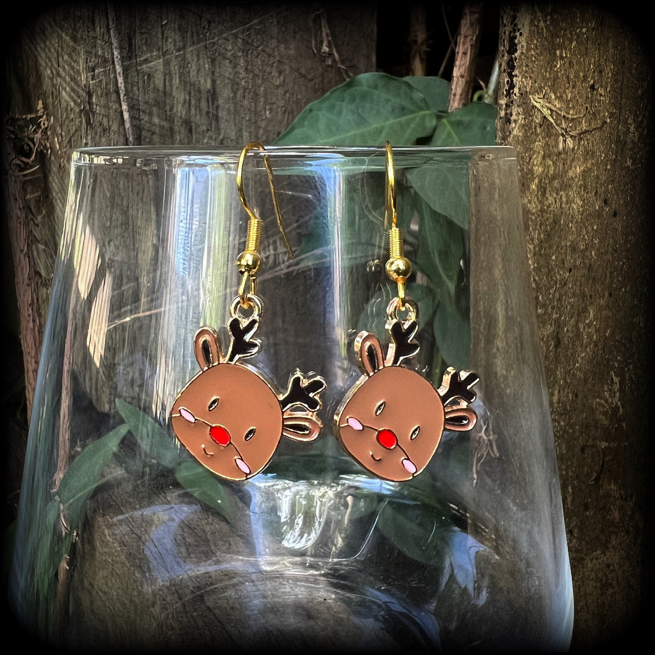 Reindeer earrings Christmas earrings Ear gauges Ear hangers Snowman Gingerbread Stretched lobes Gauged ears Reindeer ear hangers Body jewelry Christmas jewelry Xmas earrings Winter soltice Yuletide Stocking stuffers Secret santa Kriss kringle 