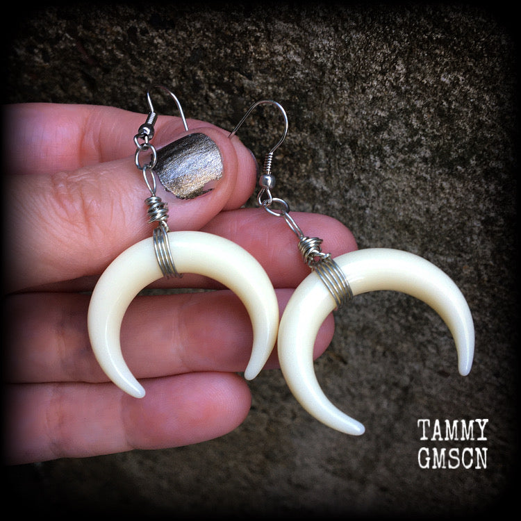 Double Horn earrings-Artemis earrings