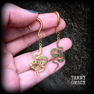 Celestial snake gauged earrings