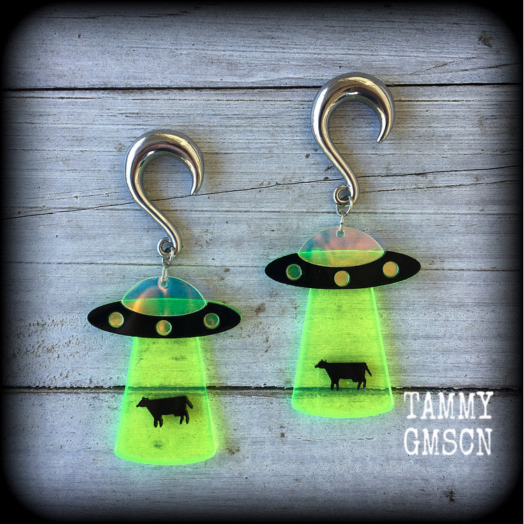 UFO gauged earrings