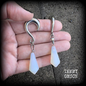 Opalite gauged earrings