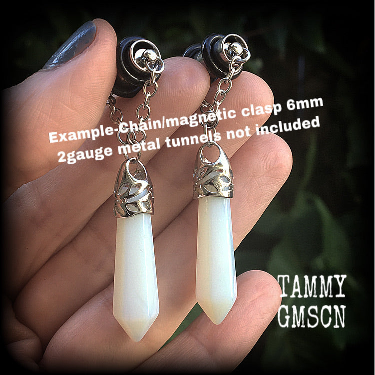 Moonstone earrings-Opalite ear hangers