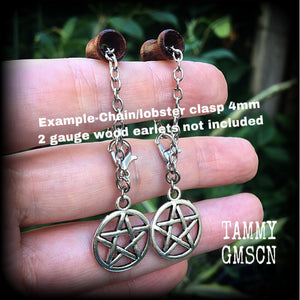 4mm pentagram tunnel dangles