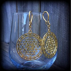 Sri Yantra earrings-Sri Chakra ear hangers